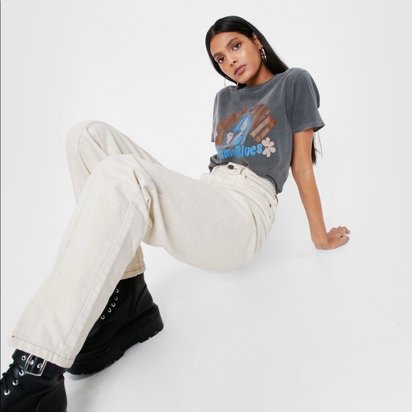 Nasty Gal Pants & Jumpsuits Nwt High Waisted Split Hem Offwhite